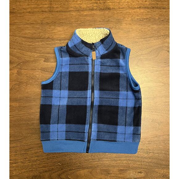 Carter's Fleece Blue Plaid Vest 18M - Picture 1 of 5